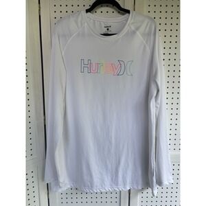 Hurley Brand Women's XL UV White Rash Guard Long Sleeve Swim Shirt